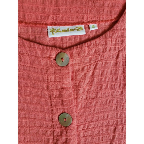 Lulu-B SS Button Up Cotton Blouse Orange Sz M - Picture 5 of 5